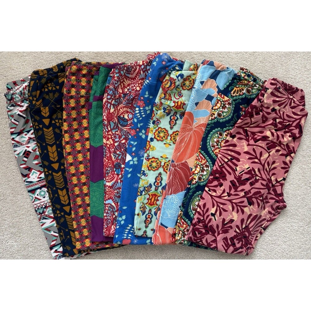 Lularoe One Size Legging Bundle of 11, THREE NWT's Floral/Geometric/Solid